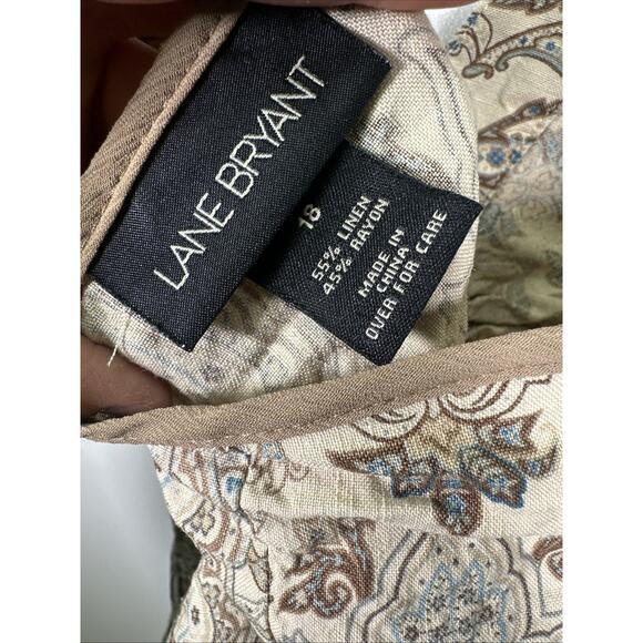 Y2K Lane Bryan Floral Halter Top SZ 18 Paisley‎ Embellished Gems Tan Teal Linen - Picture 5 of 11